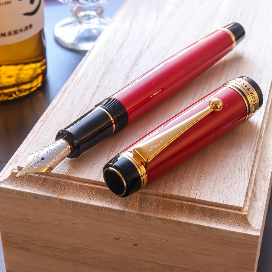Original PILOT Custom 845 Raw Lacquer Vermilion Black Sophora No