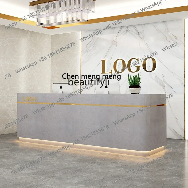 

A182 C Современная простая стойка регистрации компании с окрашенной имитацией мрамора, стойка для отеля, бара, салона красоты, касса