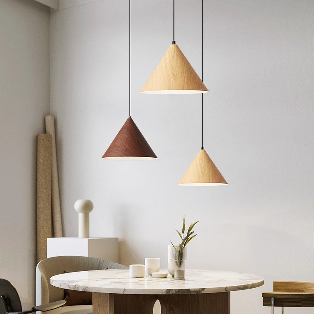 

Nordic Wood Pendant Lights Modern Hanging Lamp Shade Kitchen Living Room Indoor Lighting Fixtures E27 Loft Vintage Chandelier