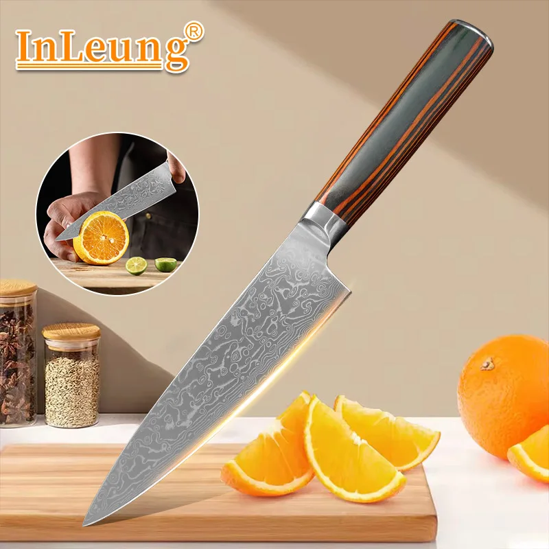 Professional Damascus Knife Slicing Meat Fruit Fish Knife Kitchen Knives Chef's Cleaver Wood Handle Damascus Steel Boning Knifes