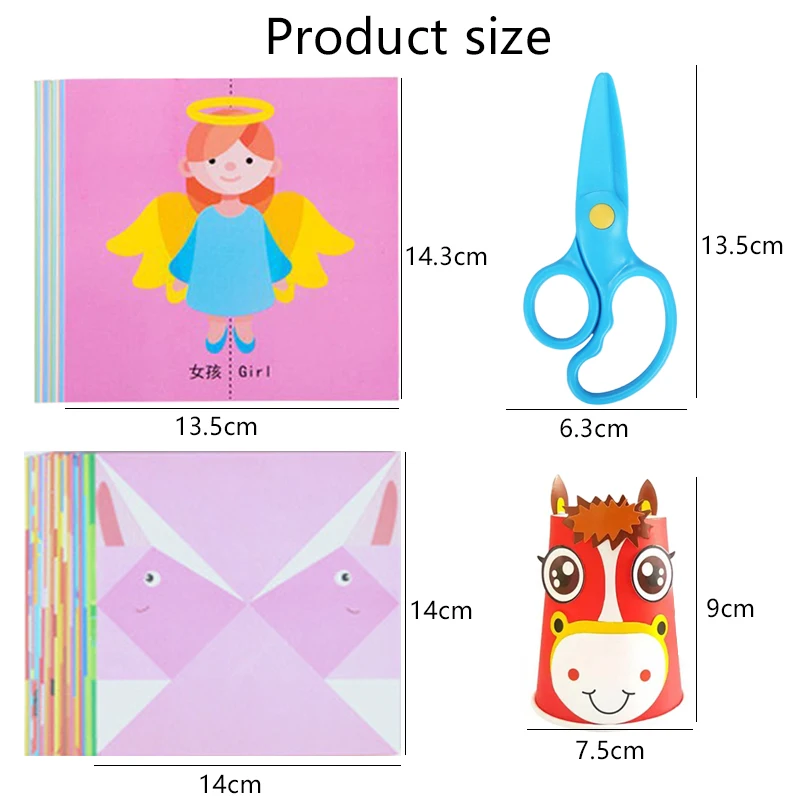 Children DIY Toys Paper Cup Painting Folding/Cuttings Paper Developmental Toy Hands on Ability Parent-child Interaction TMZ