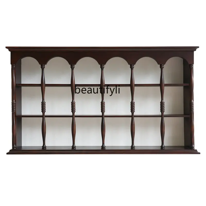 

European-Style Retro Solid Wood Coffee Cup Display Storage Rack Sideboard Cabinet Decoration French Cup Holder Decoration