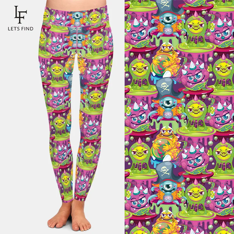 LETSFIND Fashion Women\'s Leggings High Quaility 3D Cartoon Alien Digital Printing High Waist Fitness Stretch Leggings