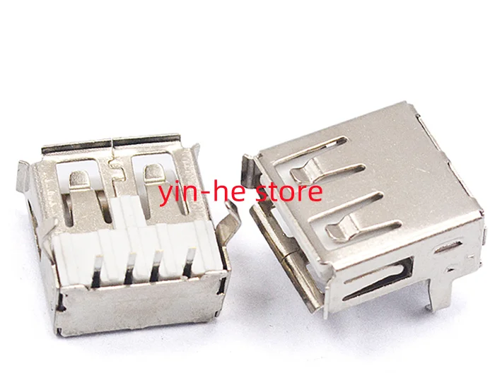 30PCS USB female interface MICRO connector socket connector A-type 90-degree straight-in bent foot curling