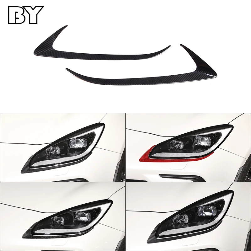 2 Pcs For Toyota 86/Subaru BRZ 2022 Real Carbon Fiber Car Headlight Eyebrow Cover Trim Head Lamp Eyelid Exterior Accessories