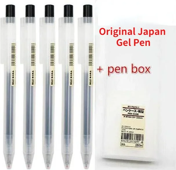 10/5Pcs Lot Press Gel Pen add Pen Box Set Similar MUJIs Style 0.5mm Ink Gel Pen Office Ink Pen Transparent Pen Case Pen Bag