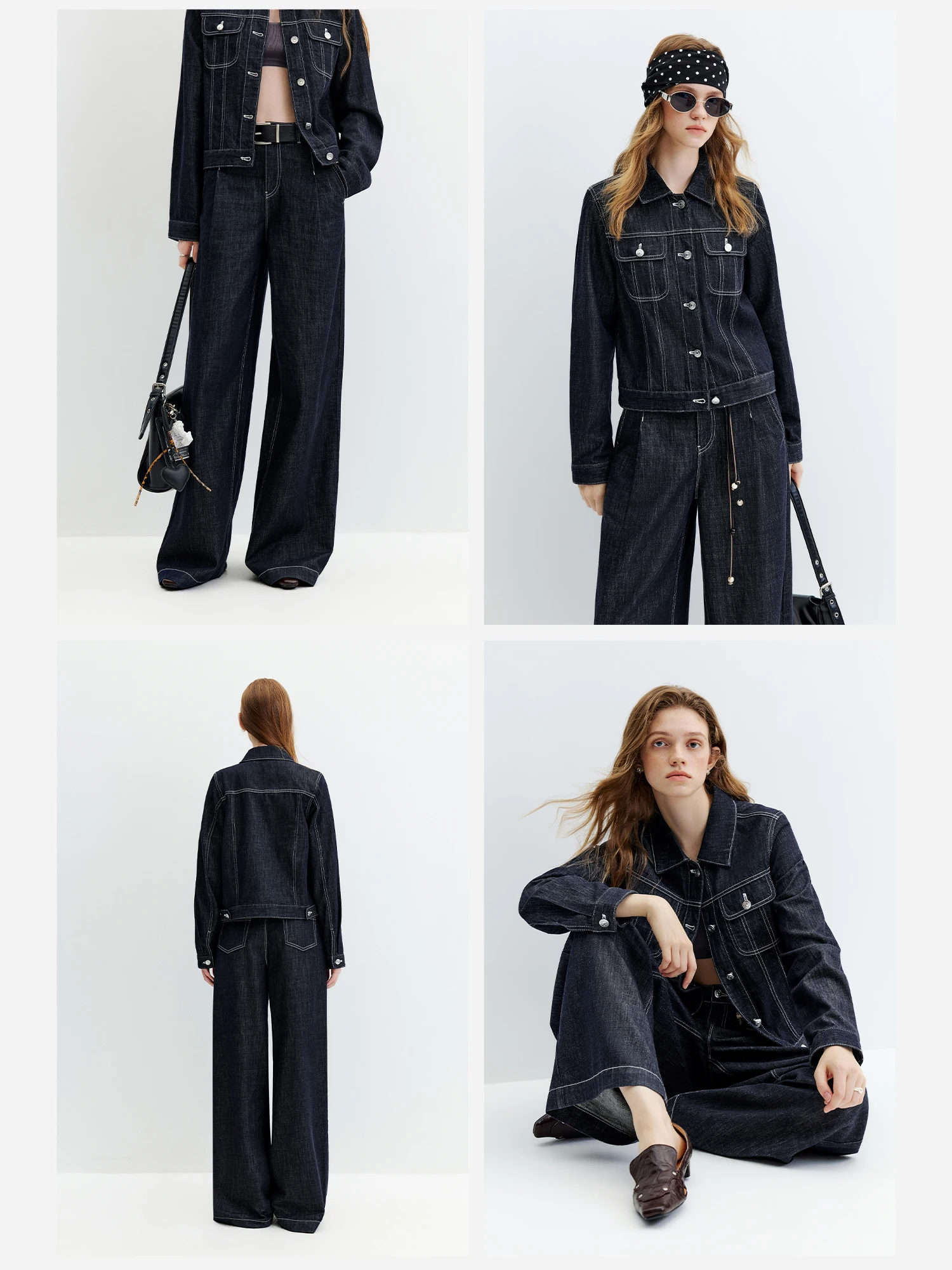 FSLE【Premium Series】Vintage Y2K Denim Jacket Jeans Set Slim Trucker Coat Straight Leg Jeans Co-ord for Retro Street Chic Style 88 S8fbc594ee07d4baf812b11c95de697918