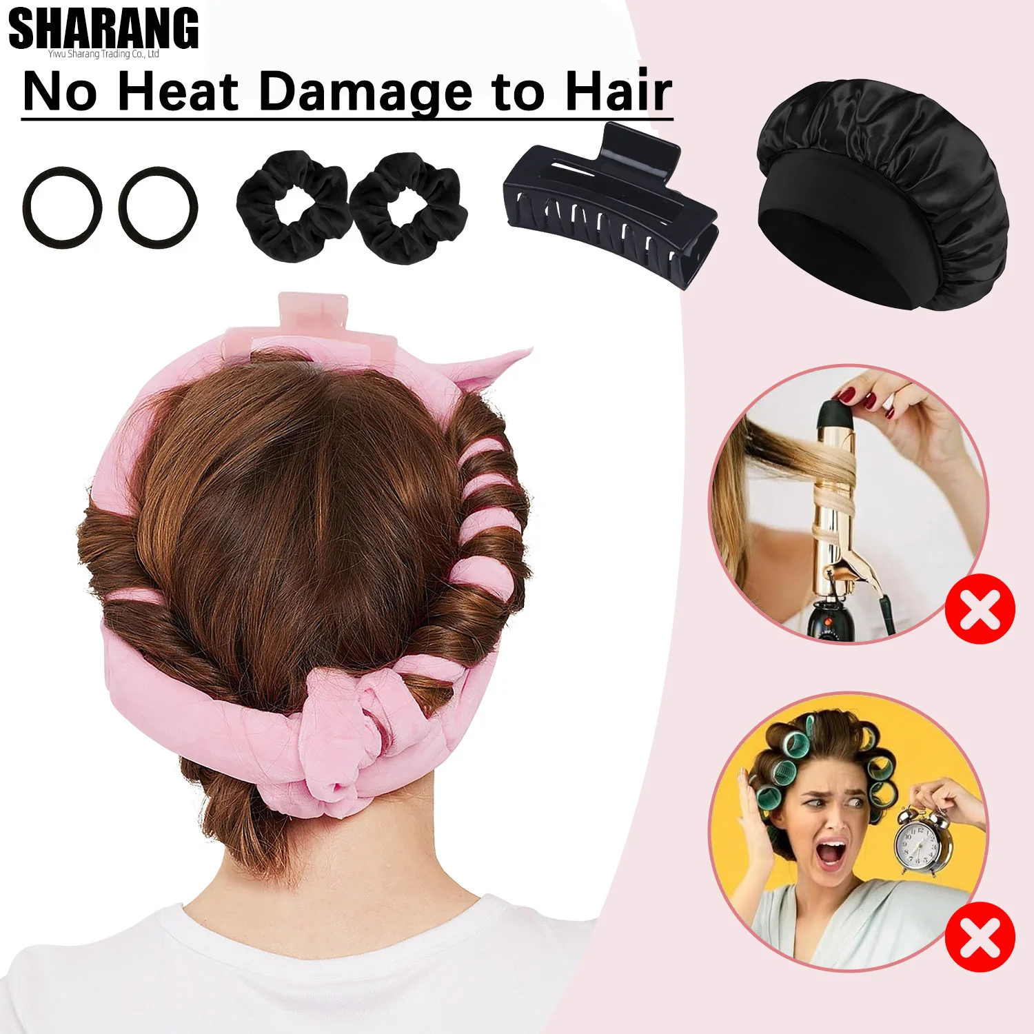 Satin Heatless Curls Lockenwickler über Nacht zum Einschlafen Lockenwickler Lockenwickler Keine Hitze Haarwickel für Locken Stirnband, 70" Satin Heat – Detail 4