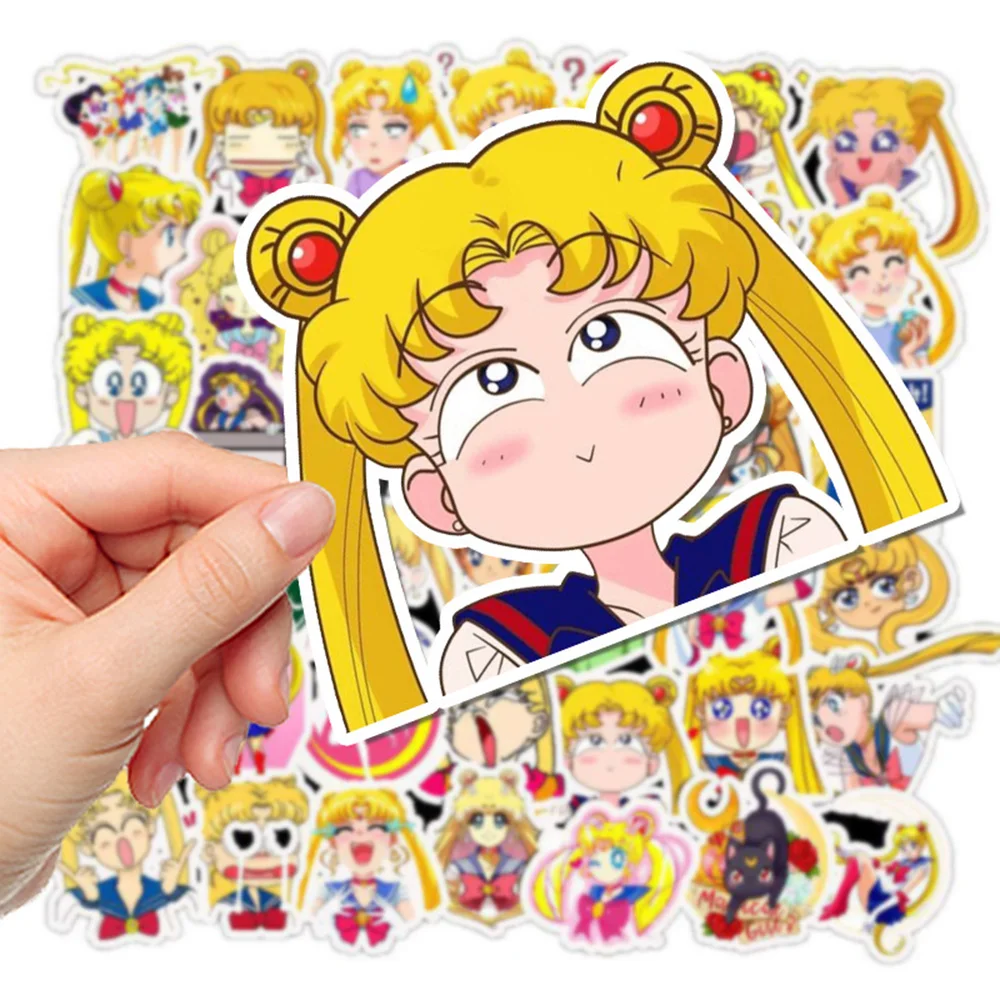 10/30/50pcs Anime Sailor Moon Stickers Cute Cartoon Waterproof Decals Graffiti Skateboard Phone Kawaii Girl DIY Sticker Kids Toy