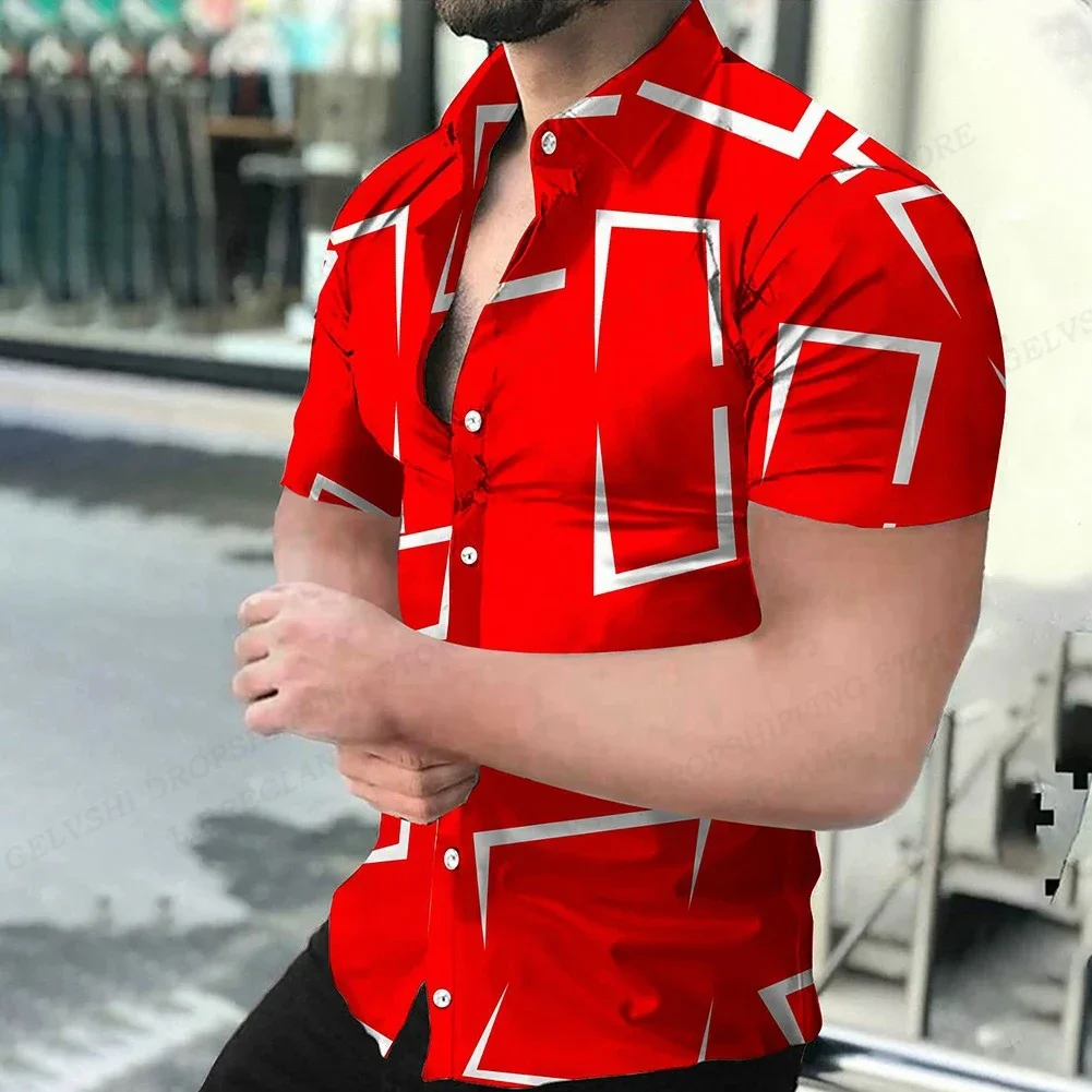 Geometrische 3D-Druck Strand hemden Kurzarm Hawaii Hemden Herren Blusen Grafik Shirt Kuba Camisa Herren bekleidung