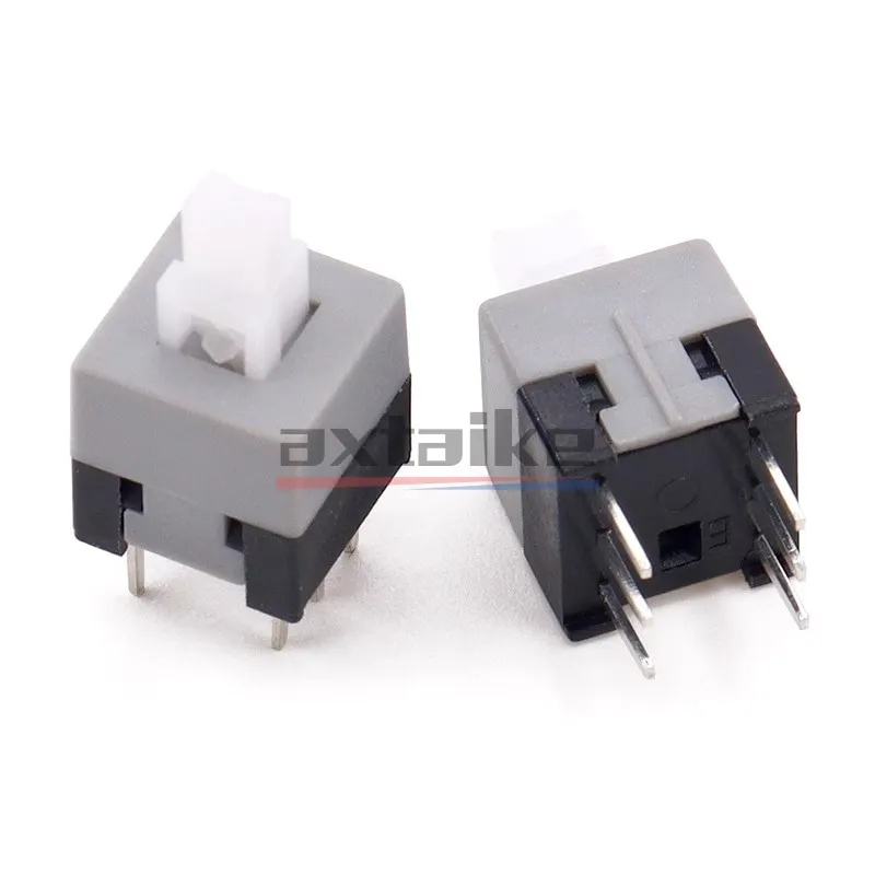 10PCS 3Pin 6Pin Push Button Switch Push Tactile Power Micro Latching Switch Self / No Lock On/Off 5.8*5.8 7*7 8*8 8.5*8.5 mm