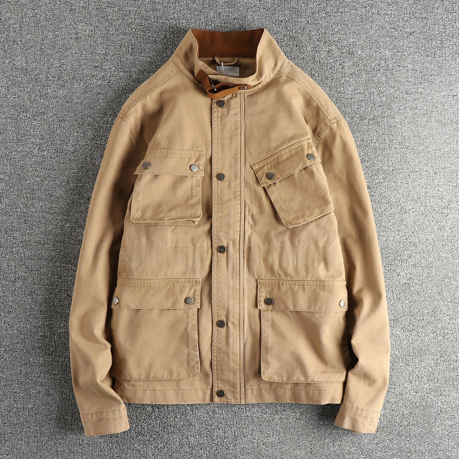 

Retro American Hard Man M65 Workwear Jacket Men's Washed Texture Cotton Loose Stand Collar Hunting Coat Youth Trend Autumn Wi...
