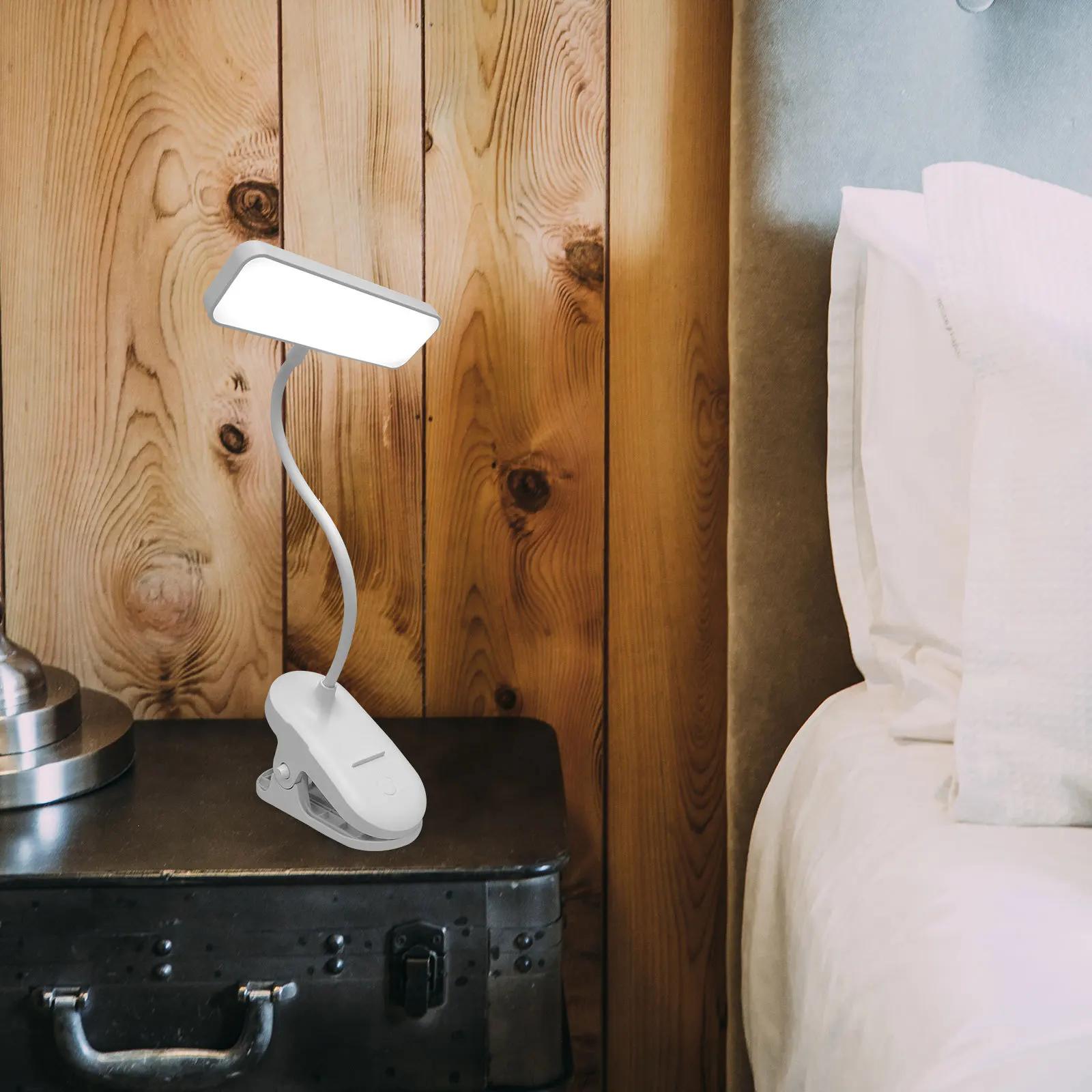 Led القراءة مشبك ضوء على مكتب قابلة للشحن مصباح طاولة السرير 3 مستويات السطوع قابل للتعديل مصباح محمول لغرفة النوم المعيشة #4