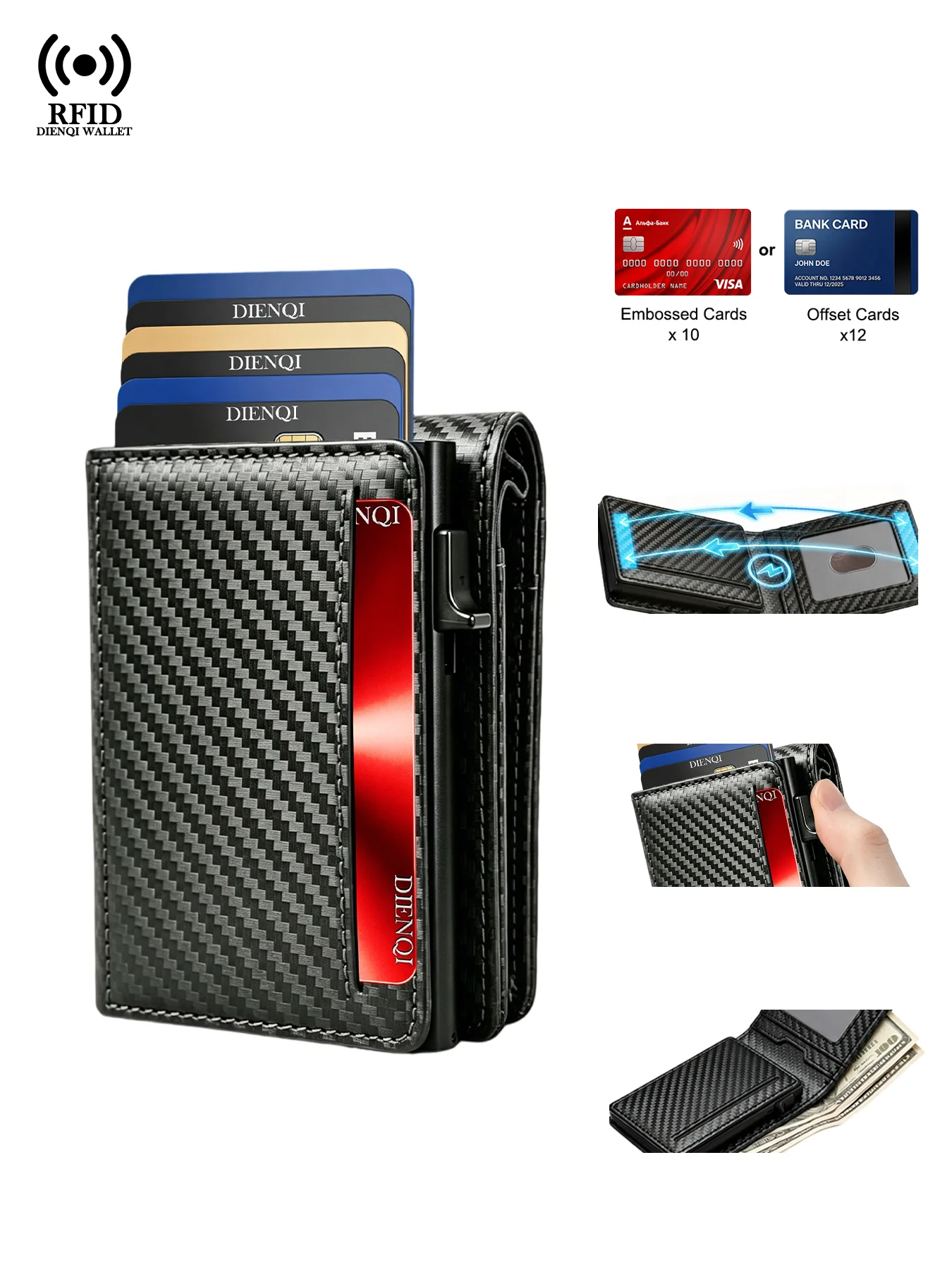 

Magnetic Minimalist RFID Smart Wallets Business Credit Card Holders Pop Up Metal Case Magsafe Purses Luxury Wallet for Women Men