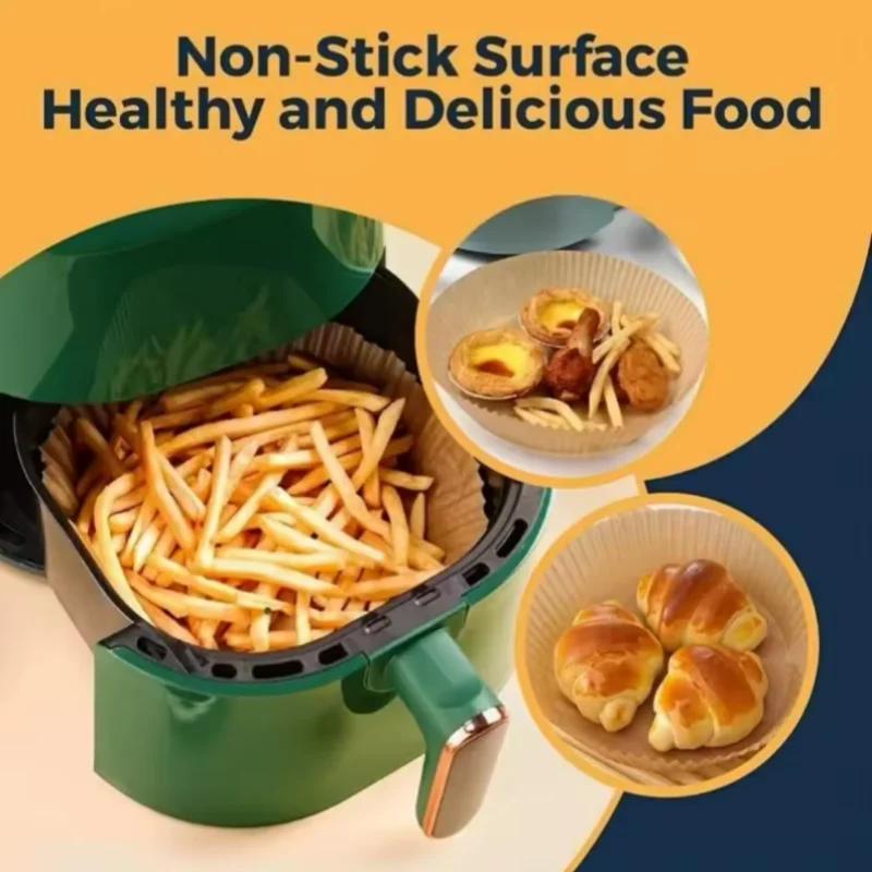 100Pcs Disposable Air Fryer Paper Oil Absorbing And Anti Oil Paper Tray Non Stick Baking Pad Large Toughness Square