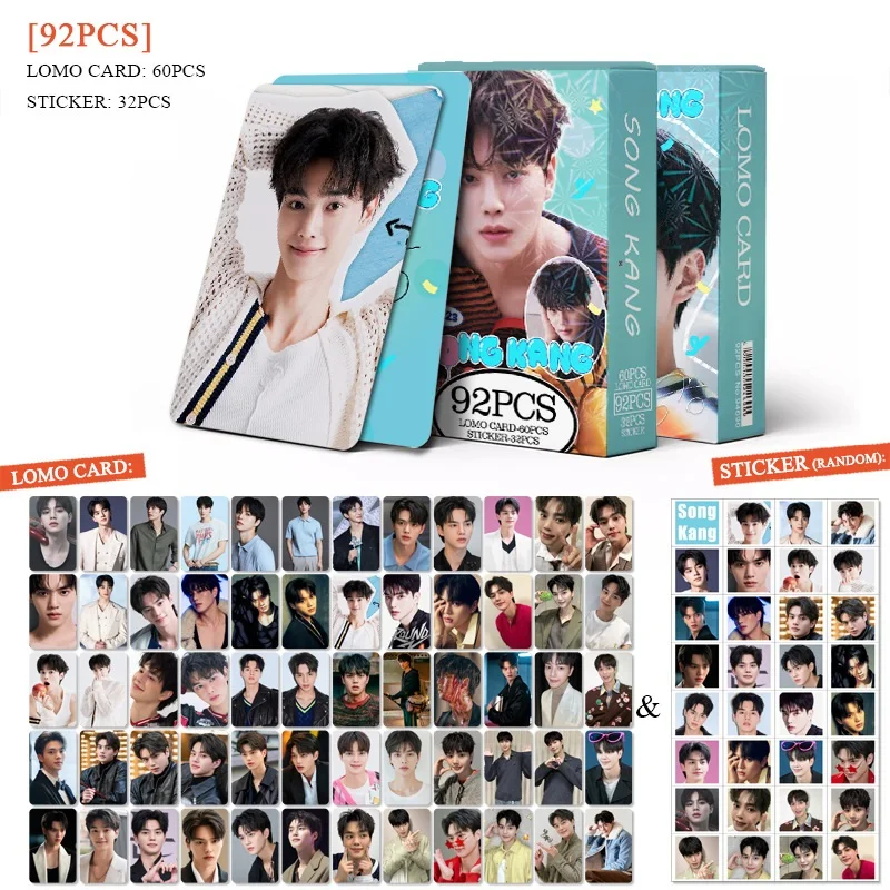 

92Pcs/Set Song Kang Lomo Cards 60PCS HD Photo Cards + 32PCS Mini Stickers Korean Actor Photocards for Fans Collection