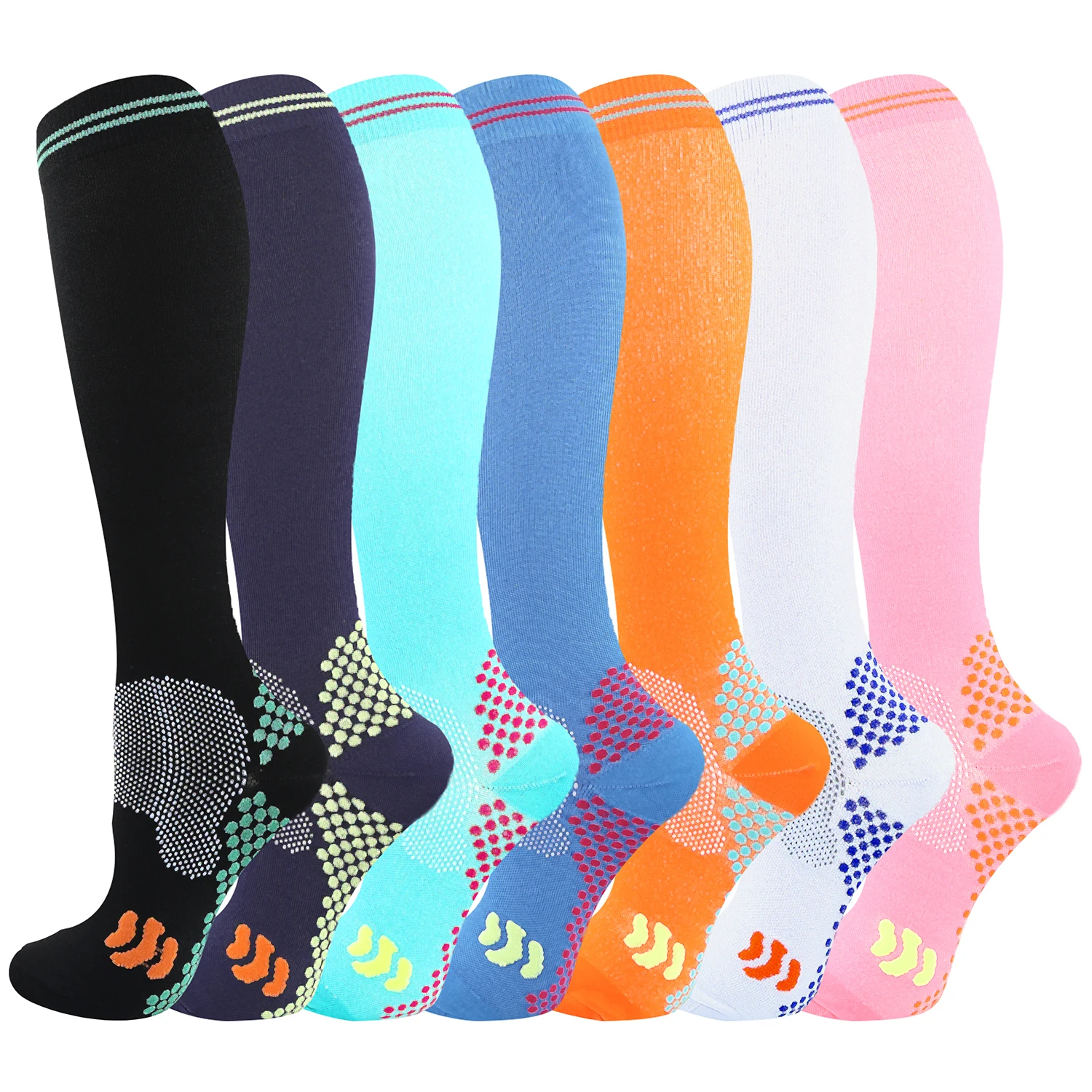 Chaussettes de sport de compression élastiques, anti-fatigue, pour football, course à pied, vélo, canadisme, varices, œdèmes