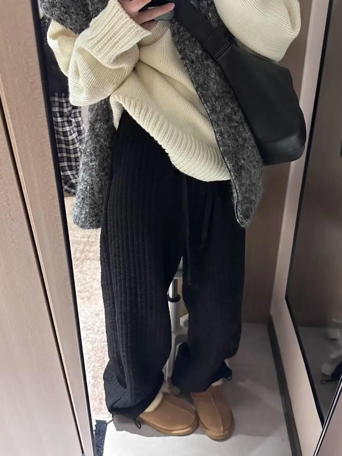 Loose Fit Casual Pants Elastic Waist Quilted Cotton Vertical Stripes Wide Leg Pants Women's Faion Winter Thiened Fce