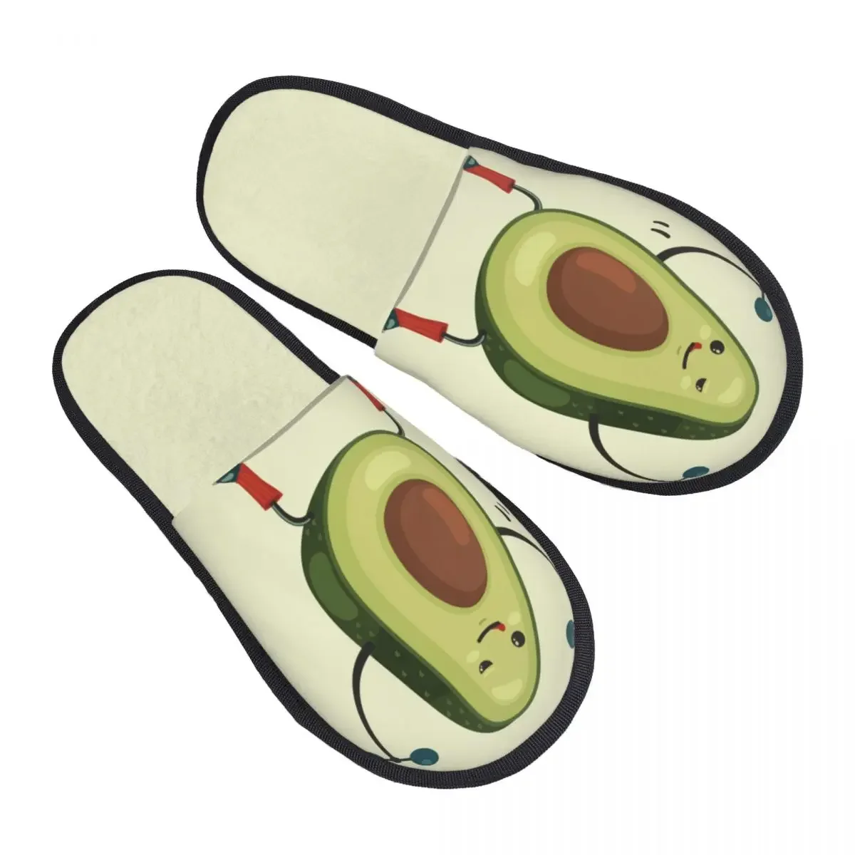 Zapatillas de interior con mancuernas para hombre y mujer, pantuflas cálidas y esponjosas con aguacate bonito para hacer ejercicios, Invierno