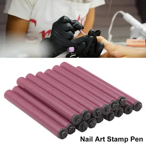 6/10/15pcs Floral Butterfly Pattern Nail Art Stamp Pen Set Flower Painting Drawing Stamping Plate Nail Graffiti Pen DIY