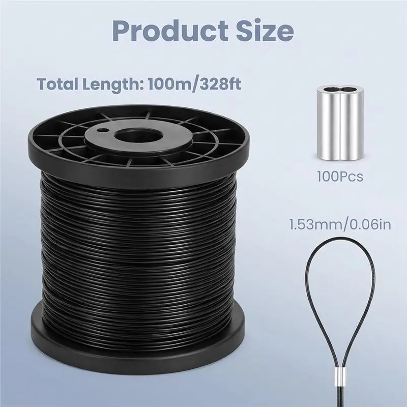 ABAE-Black Vinyl Coated Wire Rope 1/16