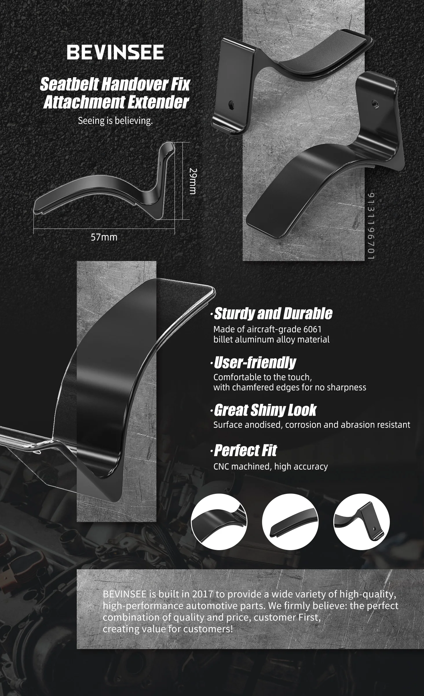 BEVINSEE Sicherheitsgurt-Verlängerung für BMW E92 3er Serie 2005-2013 – Ersatz für Sicherheitsgurtschnalle – Detail 2