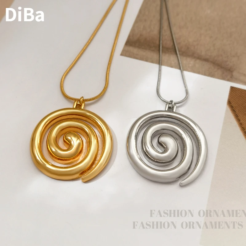 

Trendy Jewelry One Layer Snake Chain Metal Spiral Pendant Necklace For Women Girl Gift Fashion Accessories 2024 New