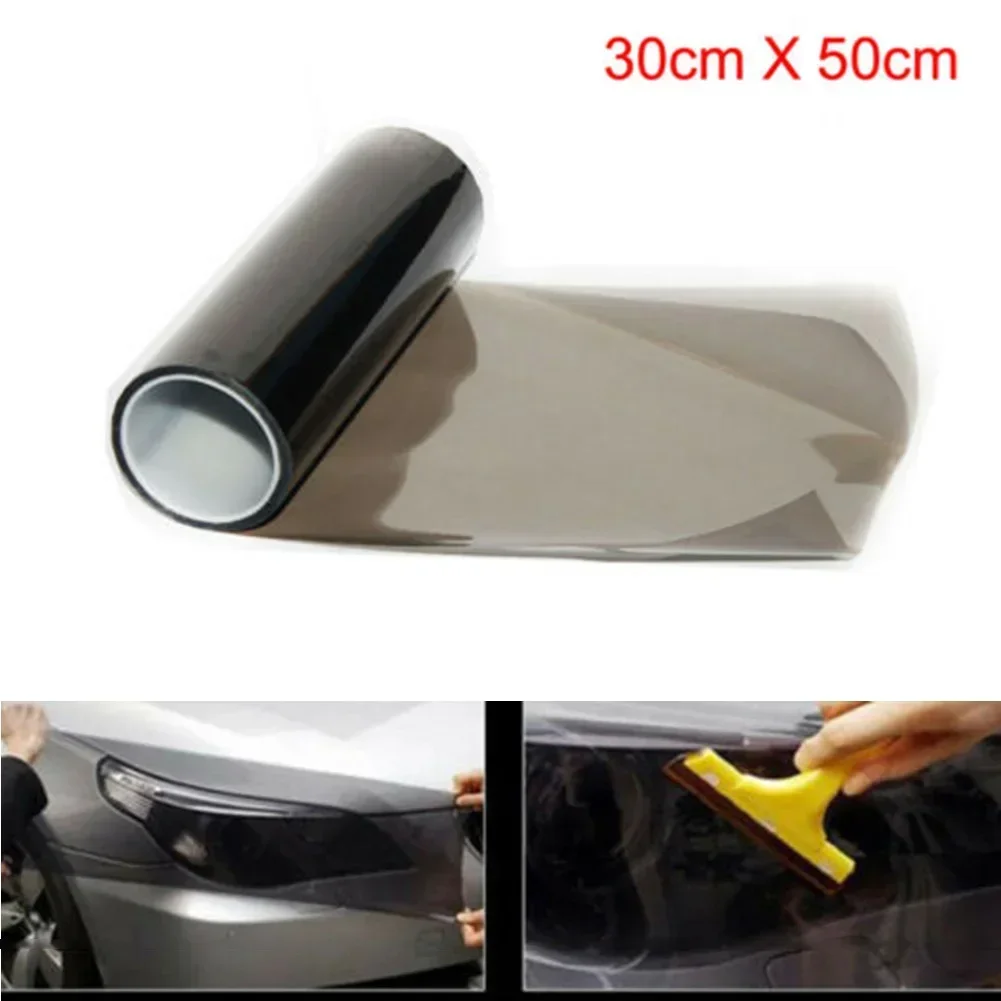 1pc Car Light Tint Film Smoke Black Headlights Tail Lights PVC Vinyl Wrap 30cmx50cm For Dash Stereos Brake Lights Fog Lights