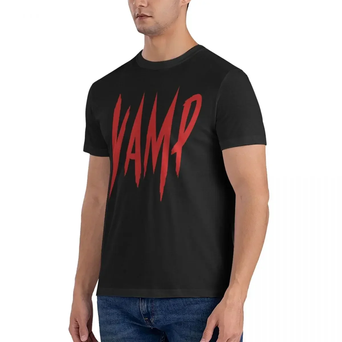 Red Vamp In Horror Font Men T Shirt The Return Of Vampur Leisure Tees Short Sleeve O Neck T-Shirt Pure Cotton Unique Tops