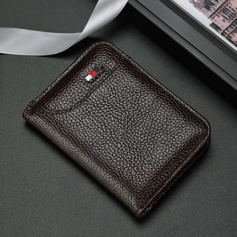 Men\'s Card Holder Thin Mini Wallet Card Storage Bag Unisex Exquisite Pu Coin Purse Rfid Blocking Bank Card Cash Storage Pouch