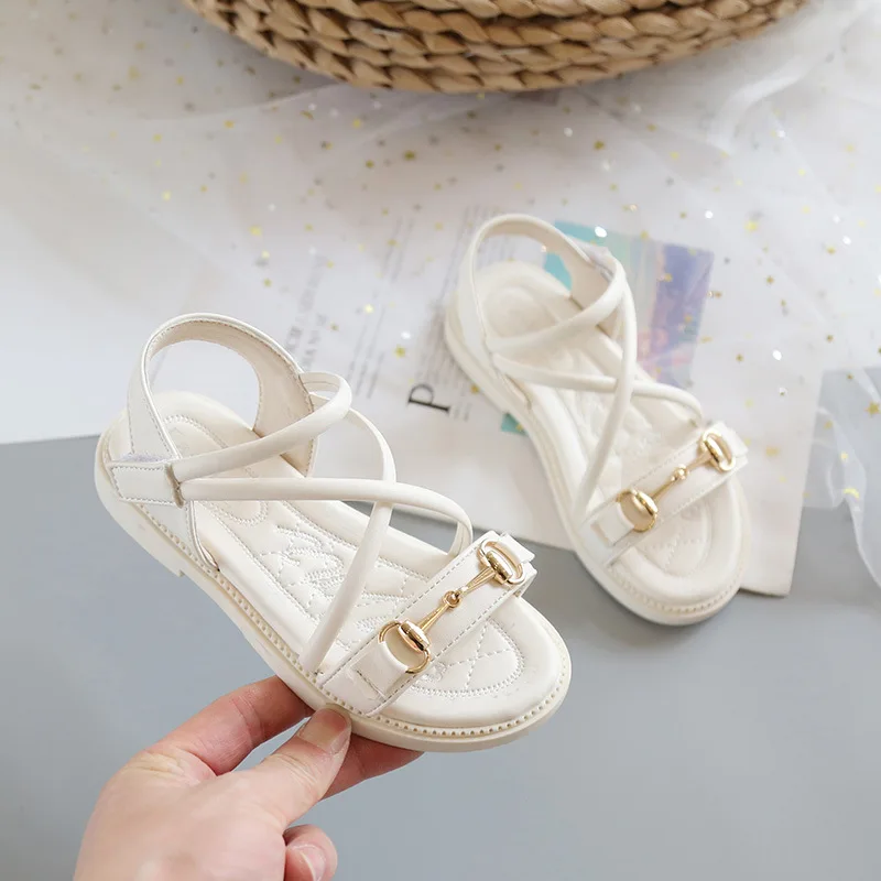 

Girls Sandals Summer Children Shoes Flat Sandals Princess Sandals Kids Peep-Toe Beach Shoes