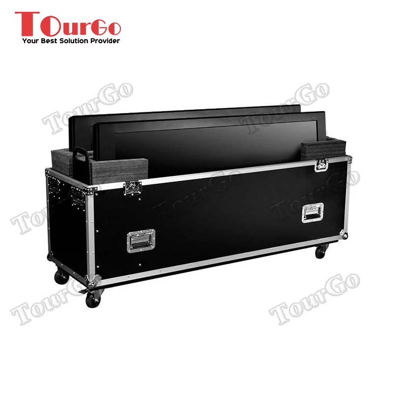 LED-LCD-Plasma-TV Dual 70"-80" verstellbare Flight Road-Hülle mit 4" Rädern