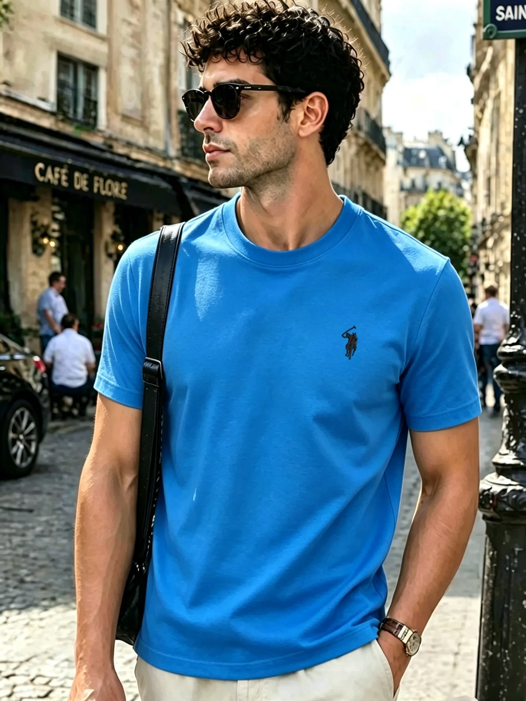 100% pure cotton 2026 high-end brand men's short sleeved round neck top summer fashion luxury logo embroidered golf top T-shirt