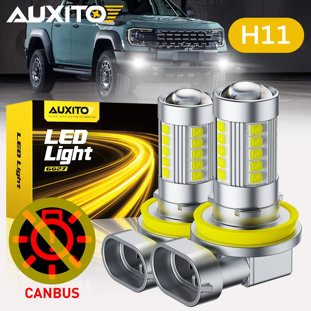 

2Pcs AUXITO H11 360 LED Spotlights Fog Light White Canbus H8 H9 H16JP 9006 HB4 LED Projector Lamp 12V Super Bright Auto Fog Bulb