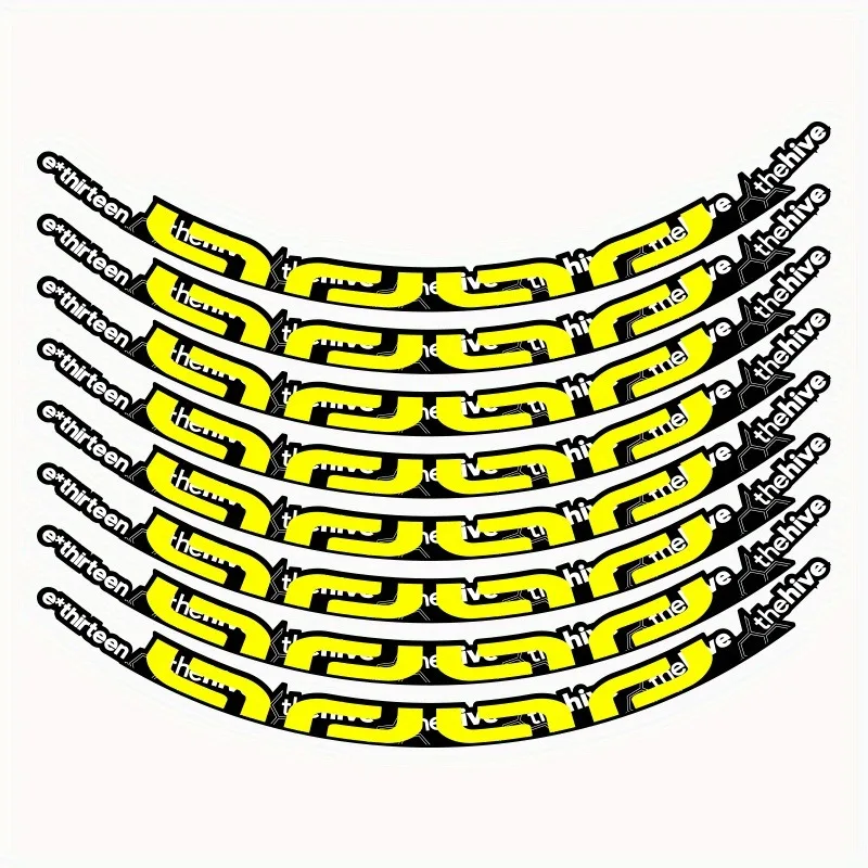 8-teiliger Mountainbike-Felgenaufkleber – 26-Zoll-Radsatz, rot/gelber Radaufkleber mit E13-Bolzenmuster für schwere Fahrradfelgenwickel