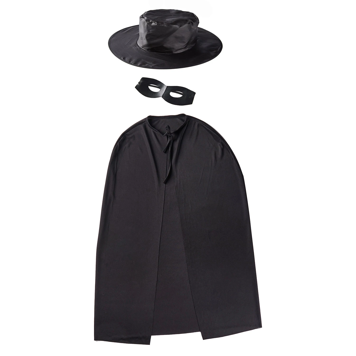 Umorden-capa de caballero Bandit negro para niños, disfraz de capa de Zorro, conjunto de 3 piezas para Halloween, Purim, Carnaval