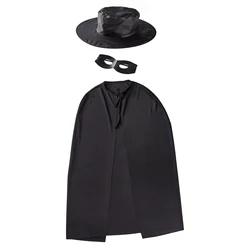 Umorden Kinder Kind schwarz Bandit Ritter Held Zorro Umhang Cape Kostüm 3 stücke Set für Jungen Halloween Purim Karneval Verkleidung