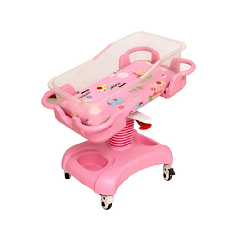 Adjustable Tilt Newborn Crib Cart for Postpartum Center and Hospital Ward Hospital Newborn Bassinet Trolley