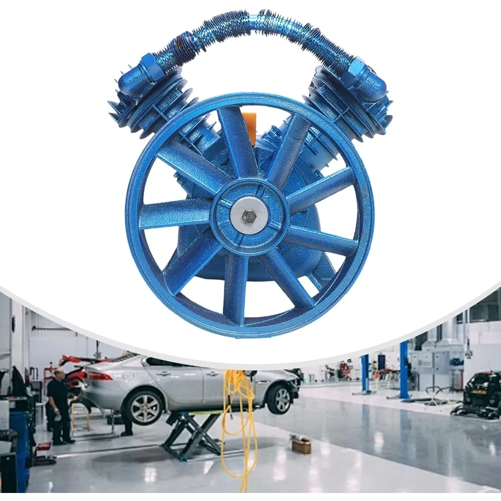 

175 PSI Twin Cylinder Air Compressor Pump 21CFM V-Type Air Compressor Head Pump Double Stage Cast Iron Low Noise