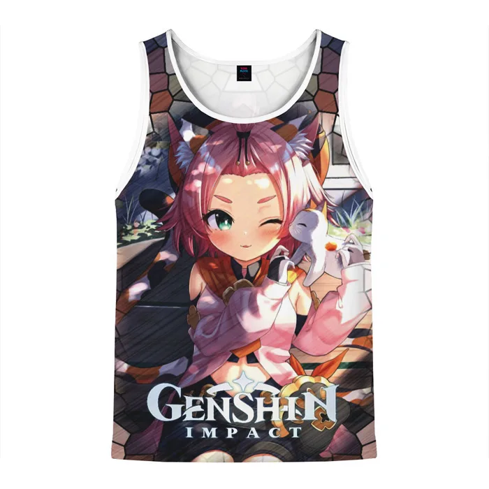 

Новейшая горячая игра Genshin Impact Deona, майки с 3D принтом, мужские/женские жилеты без рукавов, мужской пляжный топ, летняя одежда для спортзала большого размера