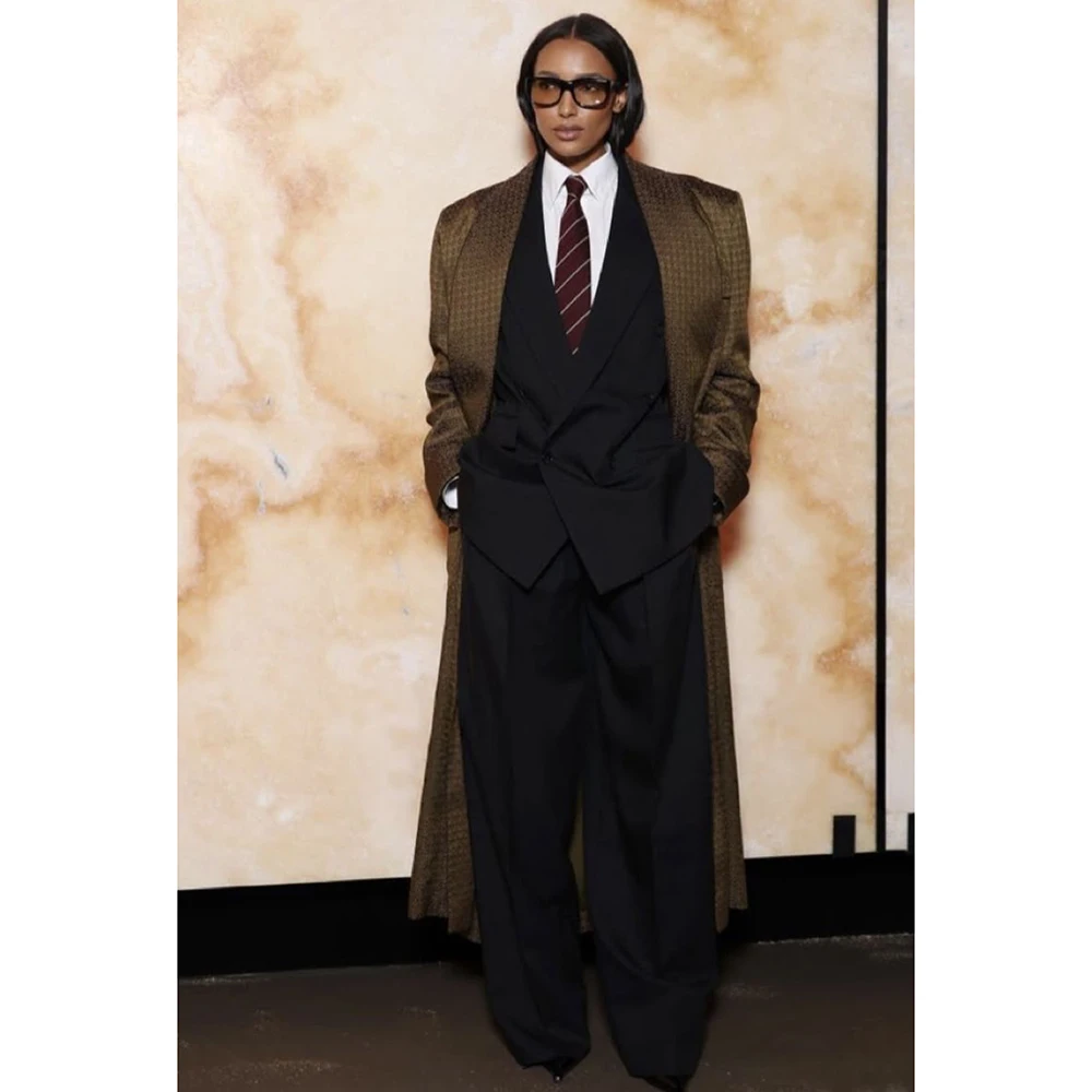 Oversized Women Blazer Custom Made Plus Size Shawl Lapel Coat Formal Business 3Pieces Double-breasted Peak-lapel Office Lady Set