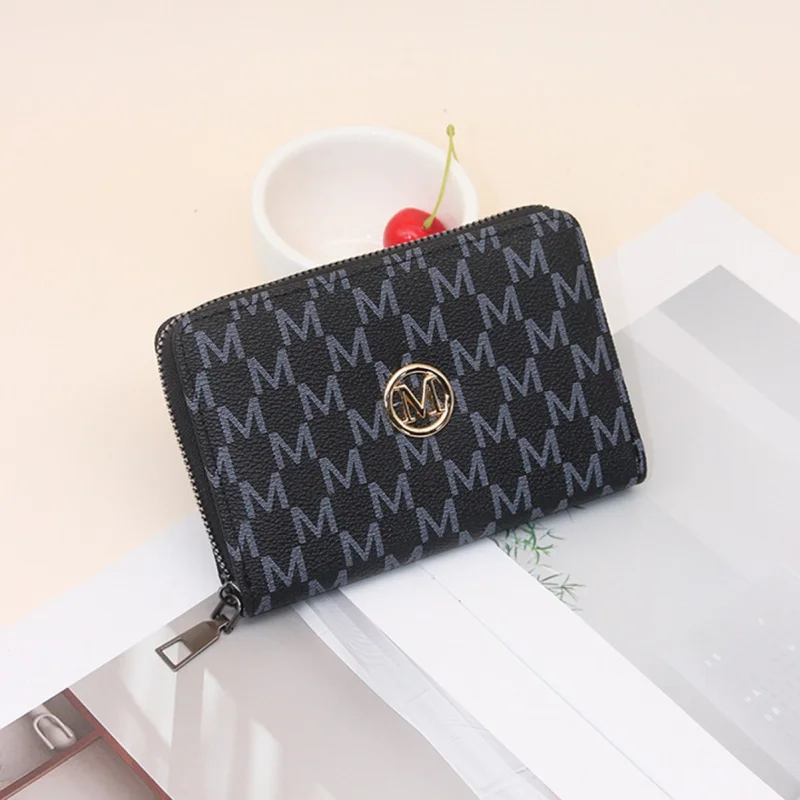 Fashion Letter Print Wallet For Women Zippered Large Capacity Multi-Card Slots Portable Organizer Clutch Purse