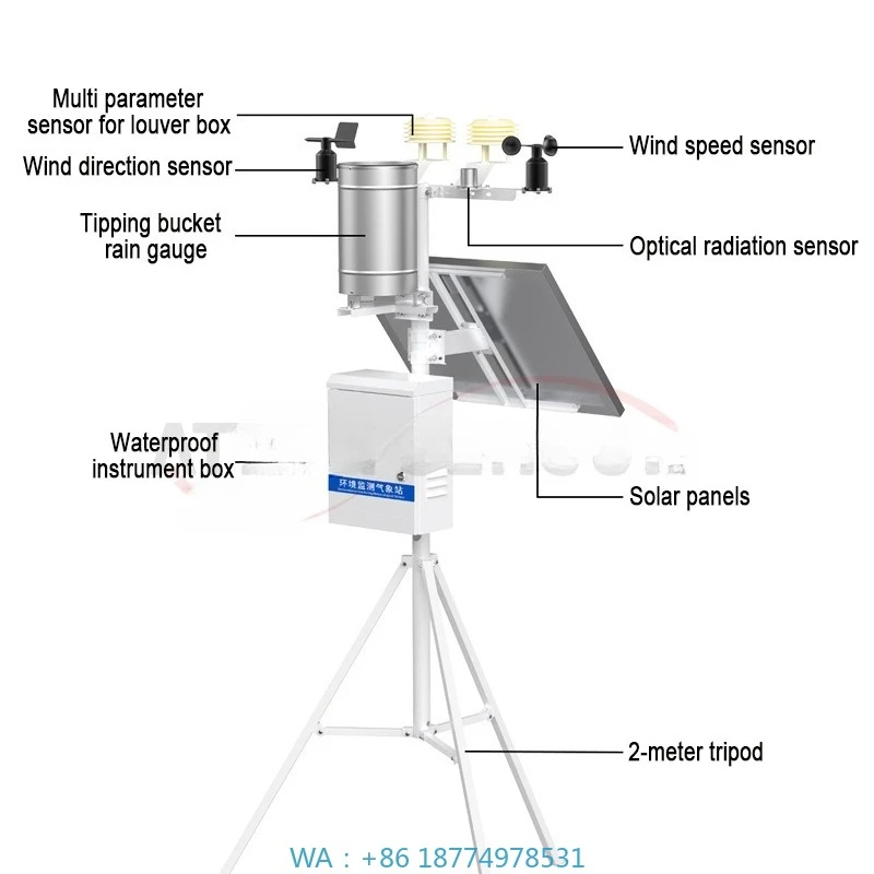 l 8-in-1 remote monitoring automatic weather stationOne-stop rainfall detection 4 elements shutter temperature box soi