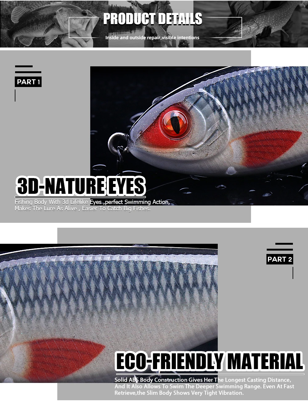 Agoie Langsam sinkende Jerkbait-Slider-Köder zum Angeln, 9 cm, 21 g, Hecht-Wobbler, Wobbler, Angelköder für Barsch, Forelle, Zander – Detail 5