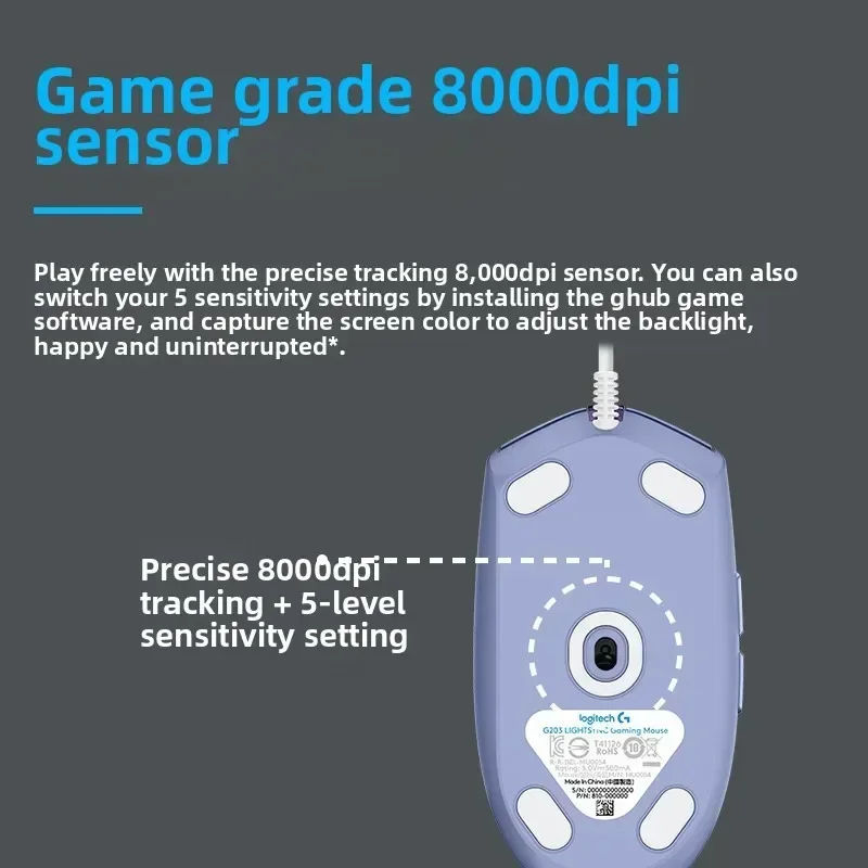 ماوس الألعاب Logitech G102/G304 - Lightsync RGB، مستشعر عالي الدقة، 6 أزرار قابلة للبرمجة، تصميم خفيف الوزن 85 جرام،