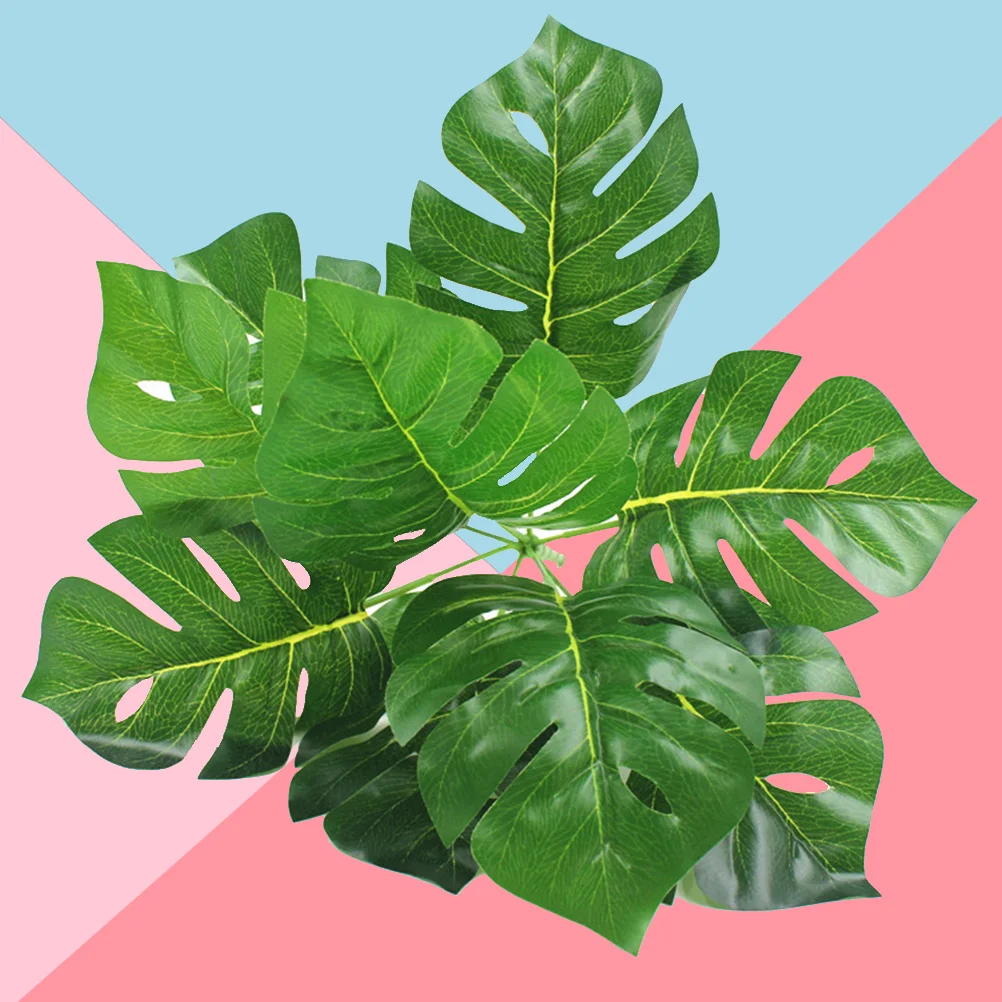 Ghirlanda verde a 9 teste Foglia artificiale di Monstera Foglie tropicali Decorazione Simulazione finta per ufficio domestico