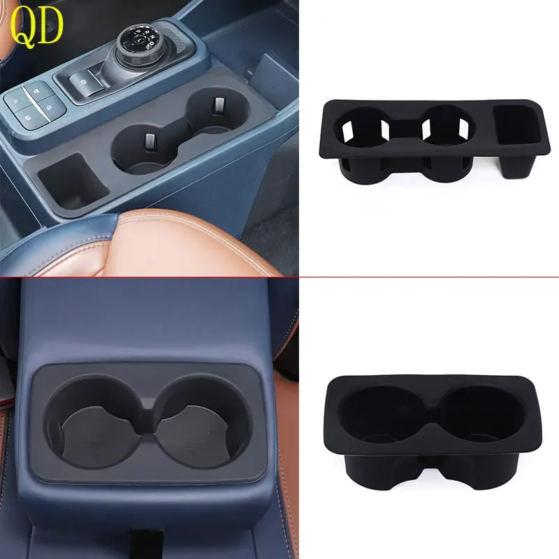 For Ford Maverick 2022-2024 Silicone Black Car Central Control Water Cup Cover Rear Drainage Cup Cover Car Interior Accessories
