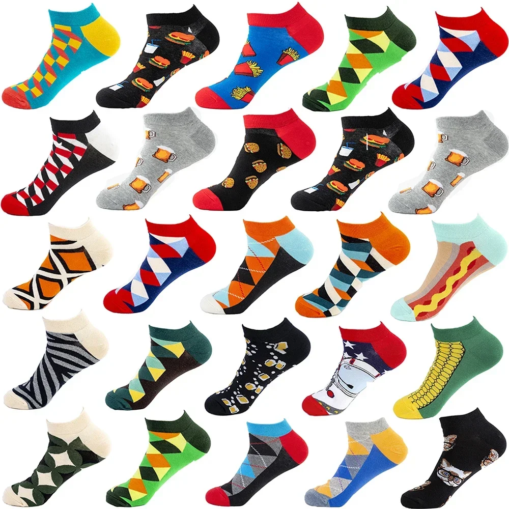 

Spring and summer new men's socks trend puzzle series men's boat socks men's socks casual