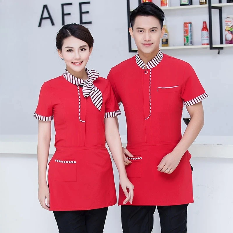 

Новая женская униформа в китайском стиле с длинными и короткими рукавами, для персонала фермерских хозяйств и ресторанов-чайных