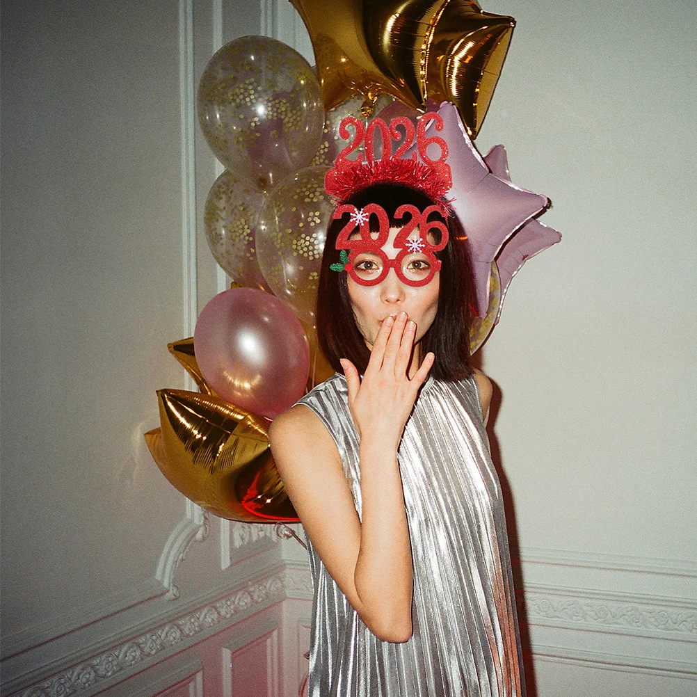 

4Pcs Christmas Headband Festive Glitter Design Holiday Party Wear Cheerful New Year Eve Celebration Photo Booth Props Set